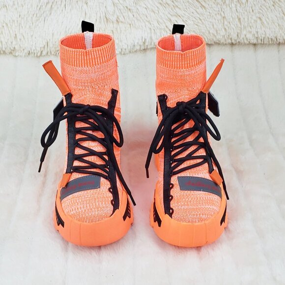 Wang Damson Pull On Platform Hidden Wedge Sock Sneakers Orange 🍊 NIB - Picture 11 of 13